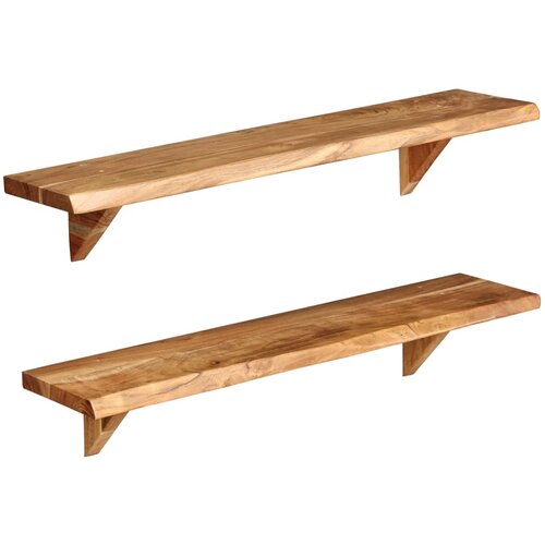 VidaXL Zidne police od masivnog bagremovog drva 2 kom 90 x 20 x 16 cm Slike