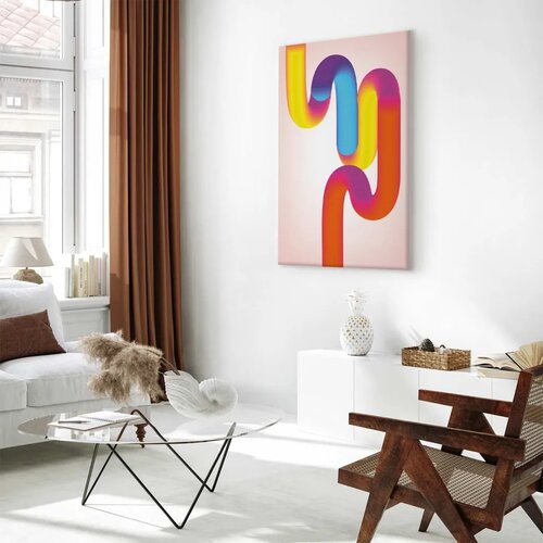  Slika - Colorful Turns - Dynamic Composition in Shades of Yellow Pink and Blue 60x90 Cene