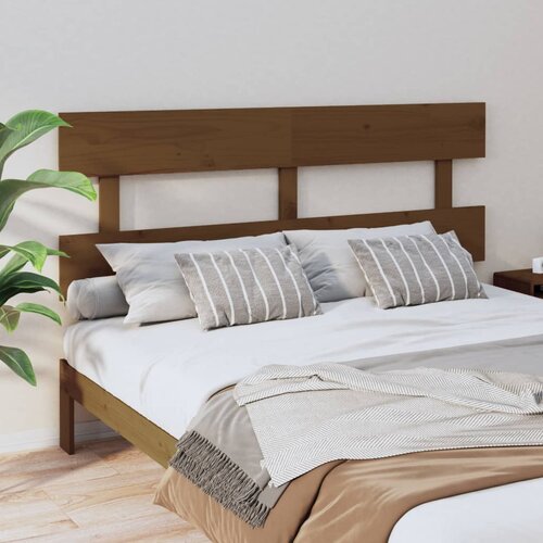 VidaXL Posteljno vzglavje medeno rjavo 164x3x81 cm trdna borovina Slike