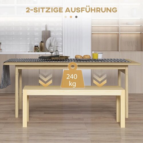  Drvena klupa kuhinjska klupa masivno drvo klupa za 3 osobe 120 cm x 33 cm x 45 cm prirodna Slike