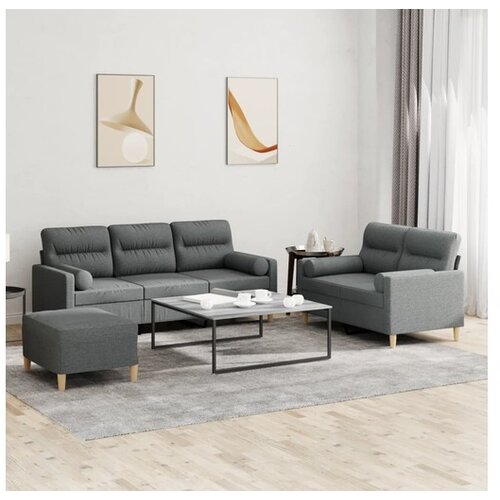 VidaXL 3-dijelni set sofa s jastucima tamnosivi od tkanine Slike