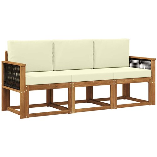 vidaXL Zunanja garnitura za sedenje z blazino 3 pcs Naravna in smetana, (5000280531) Cene
