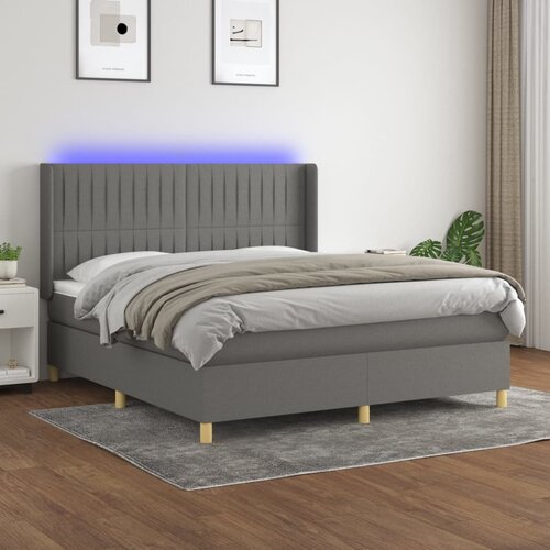 The Living Store Box spring postelja z vzmetnico LED temno siva 180x200 cm blago - Box Spring Postelja, (21515698) Cene