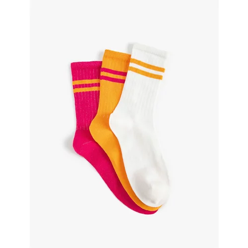 Koton College Socks Set 3-Piece Stripe Patterned Multicolor
