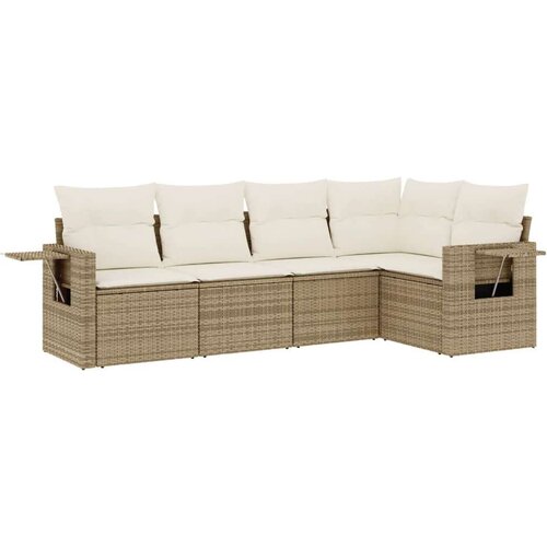vidaXL 5-dijelni vrtni set sofa s jastucima bež od poliratana Cijene