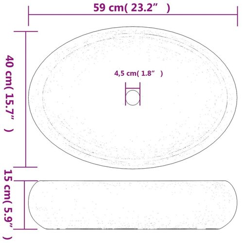  Nadpultni umivalnik bel ovalen 59x40x15 cm keramika Slike