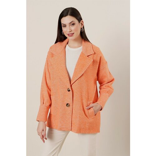 By Saygı Cuff Sleeves Pocket Oversize Lined Stamp Jacket Orange Cene