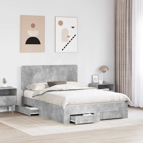  Krevetna konstrukcija s ladicama Betonski sivi 140 x 200 cm Siva 203 x 143 x 100 cm Slike