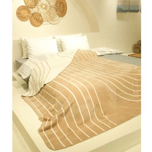 Oyo Concept Oker žuto-bijeli prekrivač za bračni krevet 200x220 cm Twin -