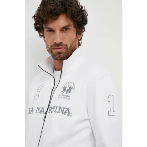 La Martina Bombažen pulover moška, bela barva