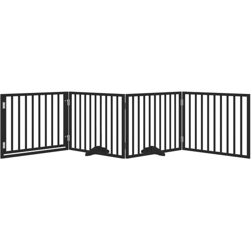  Vrata za pse s vrata&amp;scaron;cima 4 panela sklopiva 320 cm drvo topole Crna 80 x 60 x 2 cm Slike
