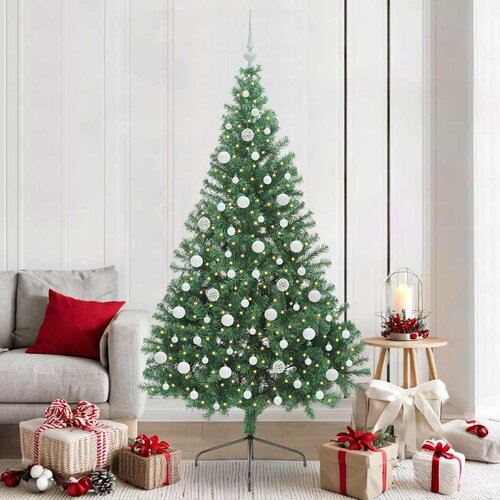 vidaXL Umjetna preddekorirana božićna jelka Zelena 210 cm PVC Cene