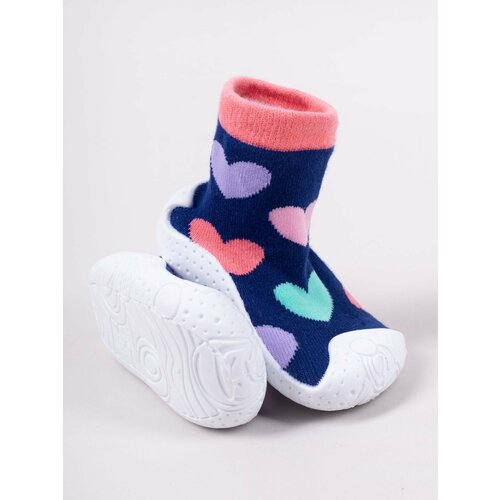Yoclub Kids's Baby Girls' Anti-Skid Socks With Rubber Sole P1 Navy Blue Slike