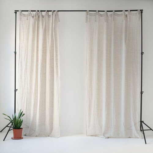 Linen Tales Bež lanena lahka zavesa z zankami Daytime, 250 x 130 cm Cene