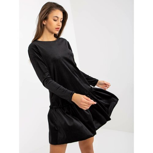 Fashion Hunters Black velvet cocktail dress with a frill RUE PARIS Slike