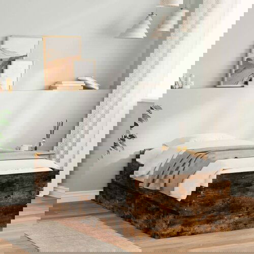  The Living Store Posteljni okvir s predali dimljen hrast 100x200 cm - Posteljni Okvir, (21528329) Cene