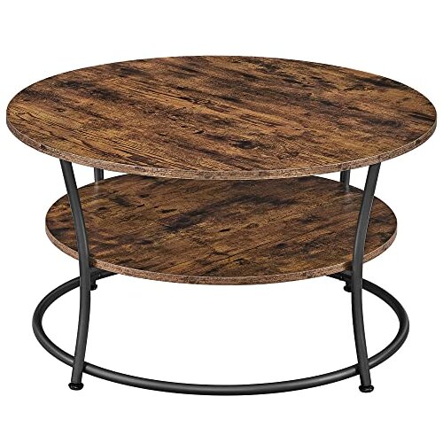Songmics klubska mizica, okrogla koktajl mizica s polico, čajna mizica, enostavna montaža, kovina, industrijski vzorec, rustikalno rjava LCT80BX, (21387919) Cene
