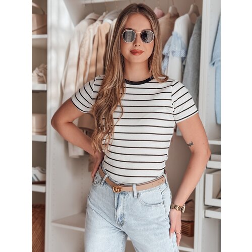 DStreet T-shirt damskie basic w paski LINESS biały Cene
