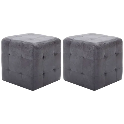 Furnova Nočne omarice 2 kosa sive 30x30x30 cm umetno semiš usnje, (21925940)