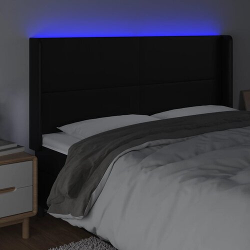  LED uzglavlje crno 203 x 16 x 118/128 cm od umjetna koža Slike