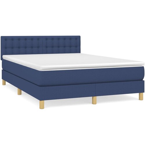 VidaXL Box spring postelja z vzmetnico modra 140x200 cm blago, (20896669) Slike