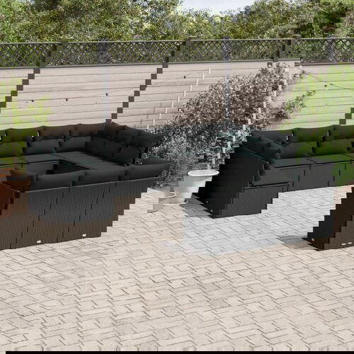 vidaXL 13-dijelni set vrtnih sofa s jastucima poliratan crni Cijene