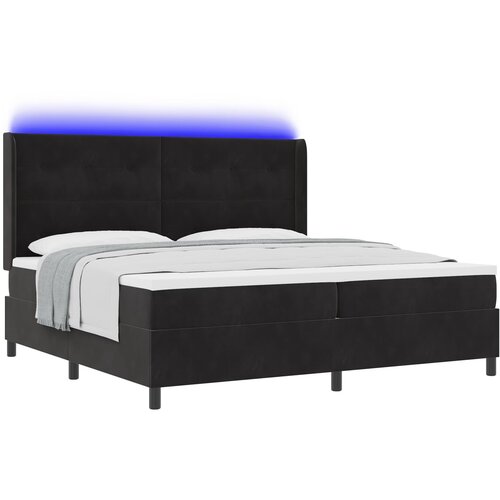 vidaXL Postelja z vzmetnico in LED Črna 200x200 cm Žamet Cene