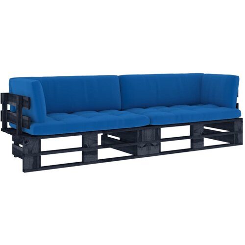 The Living Store Kavč dvosed iz palet z blazinami črna impregnirana borovina - Kavč Iz Palet, (21424827) Slike