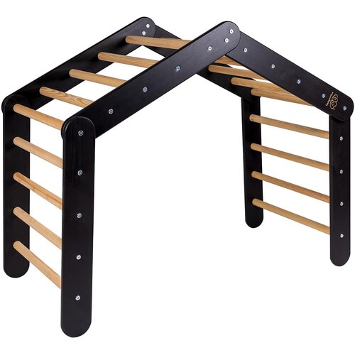 MeowBaby Crni trokut za berbu od borovine 61x112x94 cm Montessori - Cijene