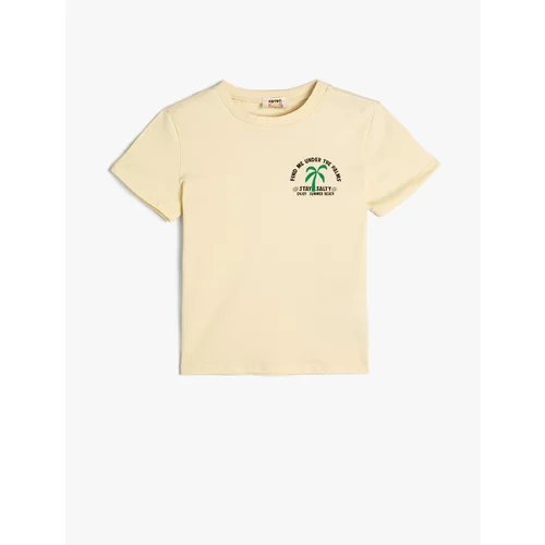 Koton T-Shirt Short Sleeve Crew Neck Print Detail Cotton