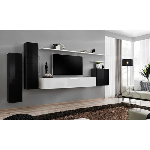 ASM Meble Dnevni TV regal Switch I 330 cm - črn/bel