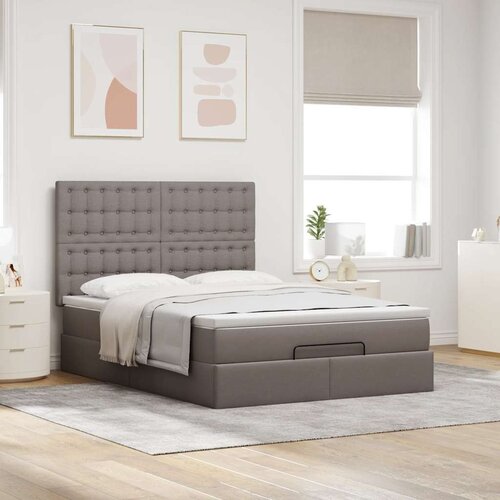 VidaXL otomanski okvir kreveta s madraca smeđesivi 140x200cm tkanine Slike