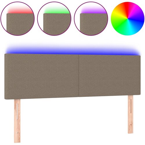  LED uzglavlje smeđesivo 144x5x78/88 cm od tkanine Slike