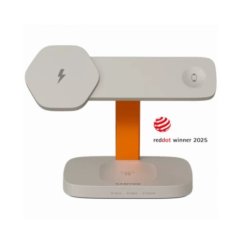 Canyon Wireless Charging Station Hexagon 310 3in1 LightGrey/Orange Cene