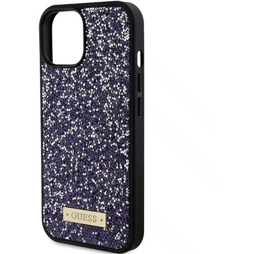  Originalna torbica GUESS Hardcase GUHCP15SPFGSBSP za iPhone 15 (kovinski logotip z okrasnimi kamni / svetlo roza) Slike