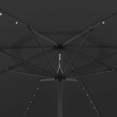  Vrtni suncobran s LED svjetlima 400 cm crni Slike