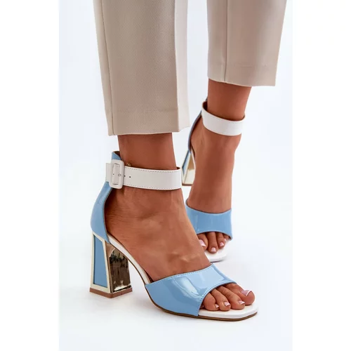 Kesi Blue patent leather high-heeled sandals from Adrian