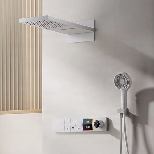 ELITE EDITION Luksuzni podometni tu&amp;scaron; sistem BCS1050 z inteligentnim LED zaslonom &amp;mdash; Bela &amp;mdash; Dva izliva Slike