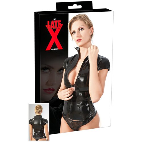 Latex - ženski top s patentnim zatvaračem, kratkih rukava (crni) Cijene