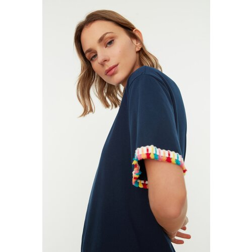 Trendyol Boyfriend pletena majica s mornarskim kitom Detalj crna | plava Cene