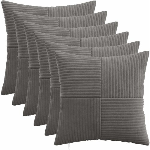  Presvlaka za jastuk 6 pcs ALMELO Tamnosiva 45 x 45 cm Kord Cene