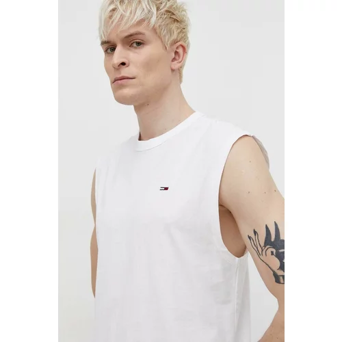 Tommy Jeans Pamučna majica za muškarce, boja: bijela