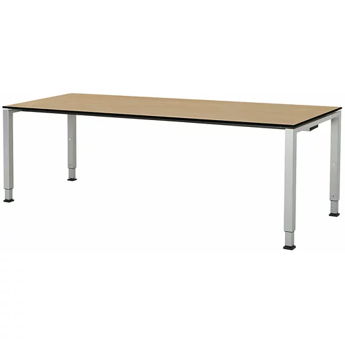 mauser Pravokotna miza, s kvadratnim podnožjem, VxŠxG 650 - 850 x 2000 x 800 mm, plošča s polnim jedrom, plošča imitacija javorja, ogrodje aluminijast