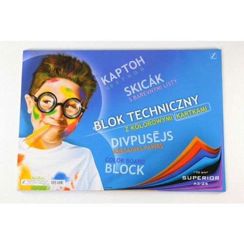  Blok papira u boji SUPERIOR A3 - 25 listova (blok farebn&amp;yacute;ch v&amp;yacute;kresov) Slike