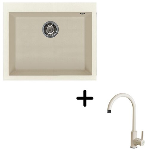  Sudoper Elleci Quadra 110 + slavina C01 Bianco antico Slike