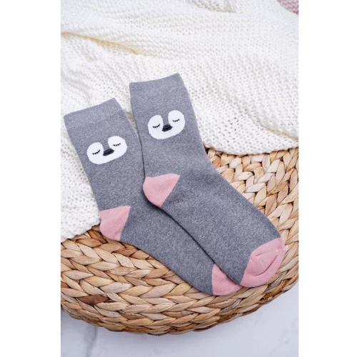 Kesi Women's Socks Warm Grey with Penguin