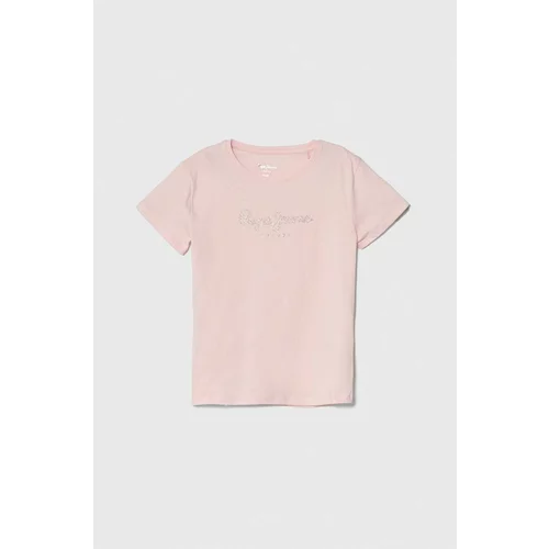 PepeJeans Otroška bombažna kratka majica NINA roza barva