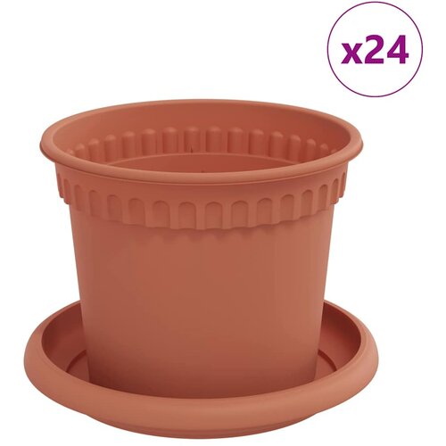 vidaXL Saksije za biljke 24 pcs Crvena cigla Ø 12 5 x 10 cm Plastika - Crvena cigla Ø 12 5 x 10 cm 24 Cene