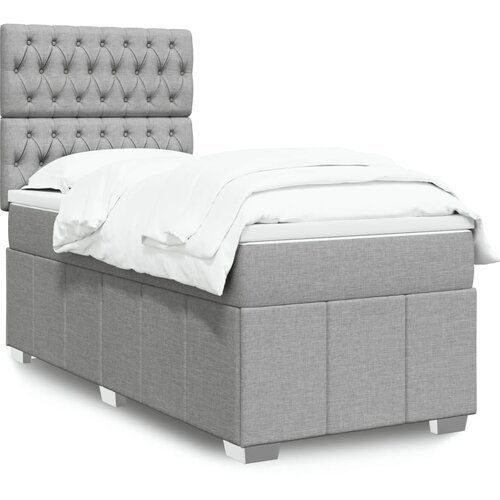 vidaXL Box spring postelja z vzmetnico svetlo siva 90x190 cm blago Cene
