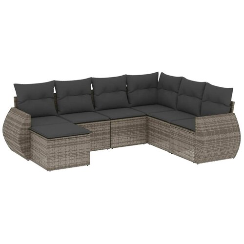 Maison Chic Seti vrtnega pohištva - Vrtna garnitura - Vrtni pohištvo set 7-delna z blazinami siv poli ratan, (21802455) Cene